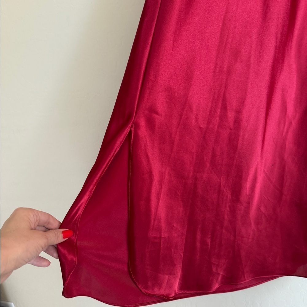 y2k Vintage Gillian O’Malley Red Slip Dress Satiny Silky Midi Cowl neck XL - Picture 5 of 9